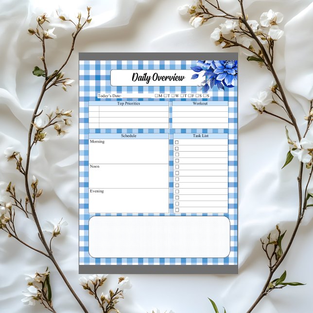 Cuaderno de Gingham Floral Azul: Resumen Diario (Subido por el creador)