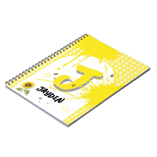 Cuaderno de girasol acuarela con mariposas (Lado Izquierdo)