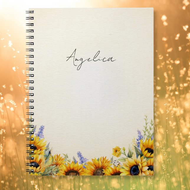 Cuaderno de girasoles con acuarela (Subido por el creador)
