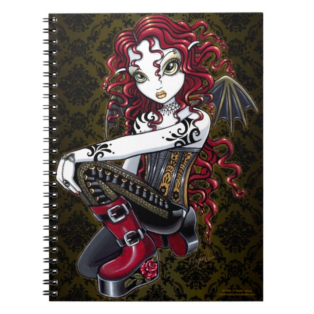 Cuaderno de hadas rojo del tatuaje tribal gótico (Frente)
