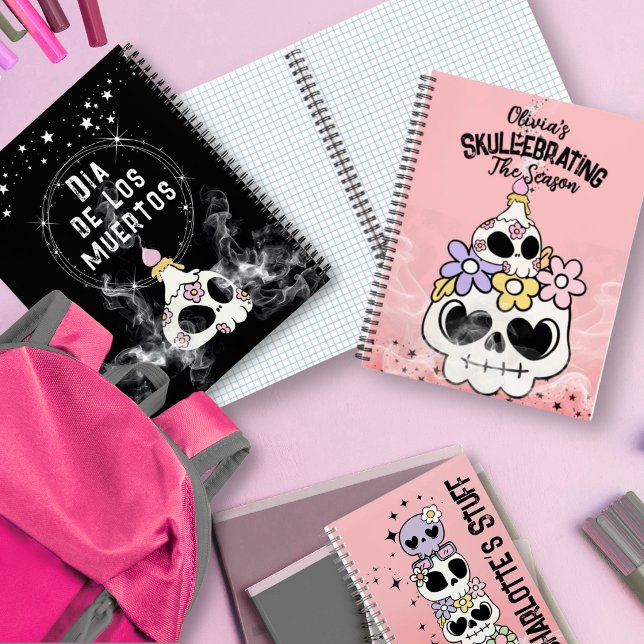 Cuaderno de Halloween de cráneo floral inspirado e (This listing is for the large notebook the smaller on is a separate listing in the same  collection)