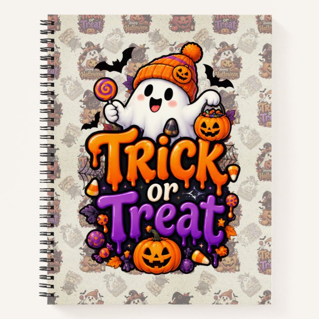 Cuaderno de Halloween Fantasma de Truco o Trato Li (Anverso)