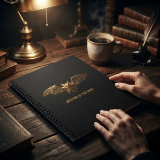 Cuaderno de Halloween Gótico Murciélago Dorado
