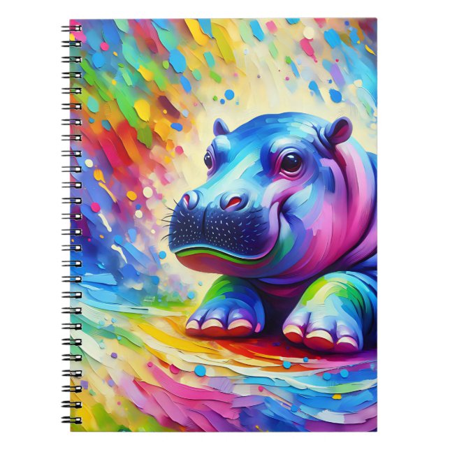 Cuaderno de Hipopótamo Arcoíris Soleado (Frente)