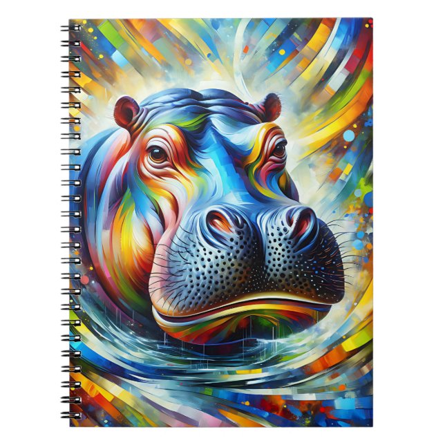 Cuaderno de hipopótamo brillante junto al agua (Frente)