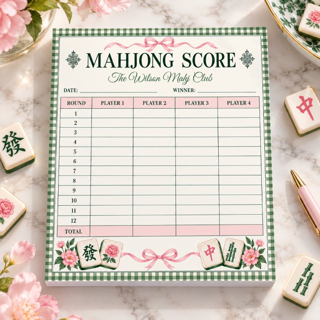 Cuaderno de Hoja de Puntuación de Mahjong Personal (Personalized Mahjong Score Sheet Notepad
)