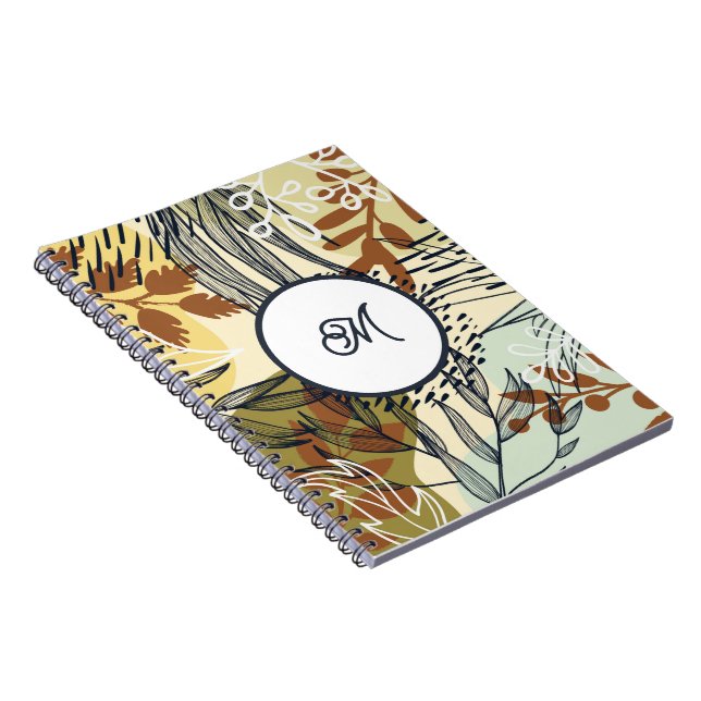Cuaderno de hojas Boho marrón verde dorado (Lado Derecho)