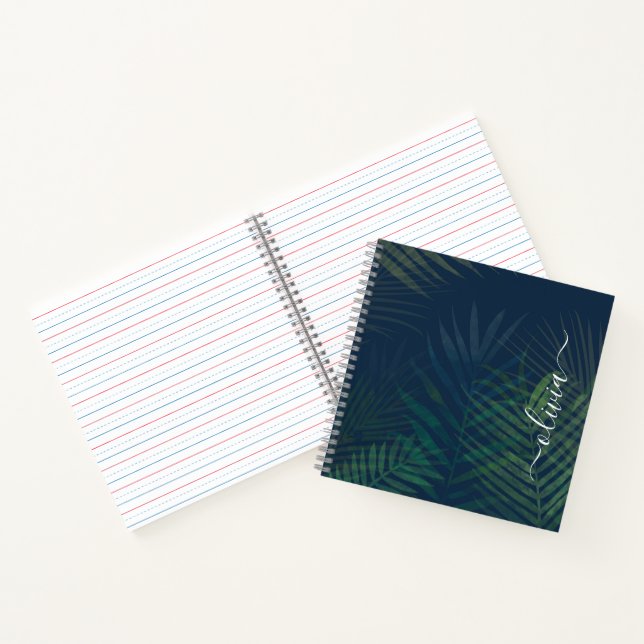 Cuaderno de hojas de palma tropical - Jungla verde (Interior)