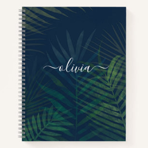 Cuaderno de hojas de palma tropical - Jungla verde