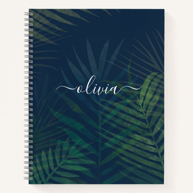 Cuaderno de hojas de palma tropical - Jungla verde (Anverso)