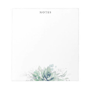 Cuaderno de hojas de plata elegantes suculentas