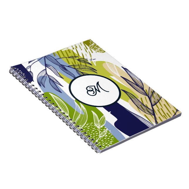 Cuaderno de hojas verde lima Boho Navy (Lado Derecho)