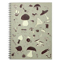 Cuaderno de hongos y criaturas forestales capricho