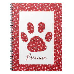 Cuaderno de huellas de garra con purpurina