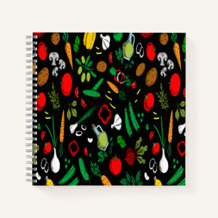 Cuaderno de iconos de verduras coloridas