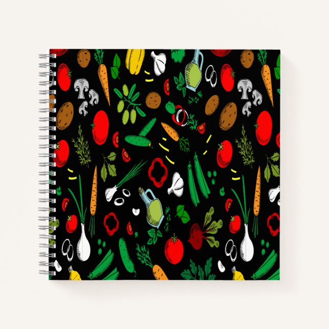 Cuaderno de iconos de verduras coloridas (Anverso)
