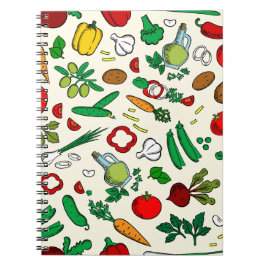 Cuaderno de iconos de verduras coloridas