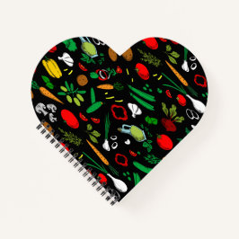 Cuaderno de iconos de verduras coloridas