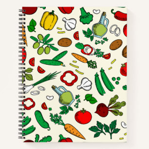 Cuaderno de iconos de verduras coloridas