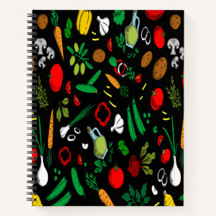 Cuaderno de iconos de verduras coloridas