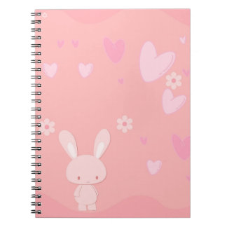 Cuaderno de ilustraciones de conejo rosa lindo con