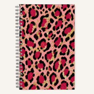 Cuaderno de impresión de leopardo rosa y dorado