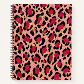 Cuaderno de impresión de leopardo rosa y dorado