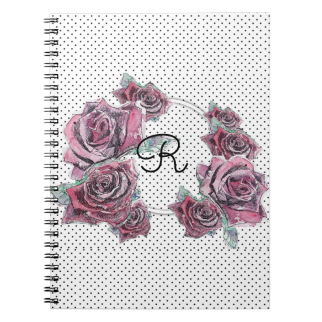 Cuaderno de iniciales de mujer con punto de acuare (Frente)