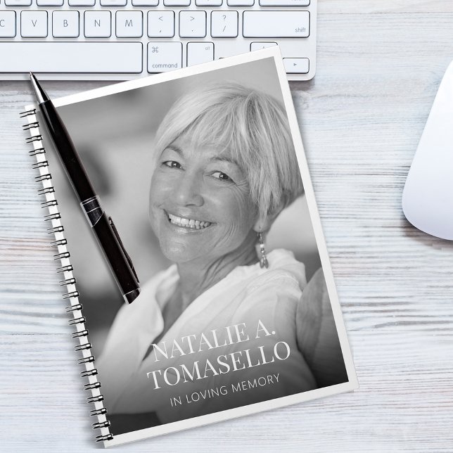 Cuaderno de invitados con foto conmemorativa o fun (Memorial or Funeral Photo Guest Book Notebook)