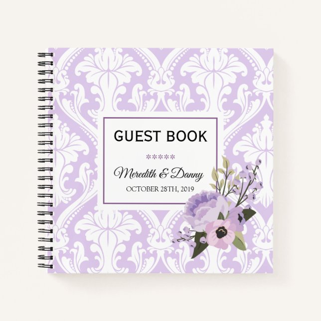 Cuaderno de invitados para bodas Purple Love Damas (Anverso)