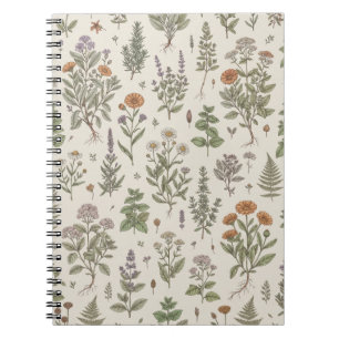 Cuaderno de jardín de hierbas y flores silvestres 