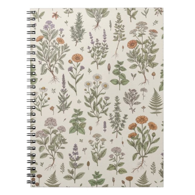Cuaderno de jardín de hierbas y flores silvestres  (Frente)