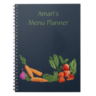 Cuaderno de jardín de verduras personalizado azul