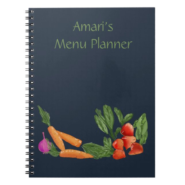 Cuaderno de jardín de verduras personalizado azul (Frente)