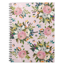Cuaderno de jardín floral rosa bonito
