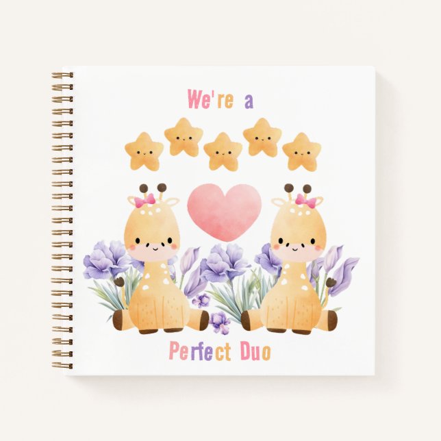 Cuaderno de jirafa pequeña linda | Somos un dúo pe (Anverso)