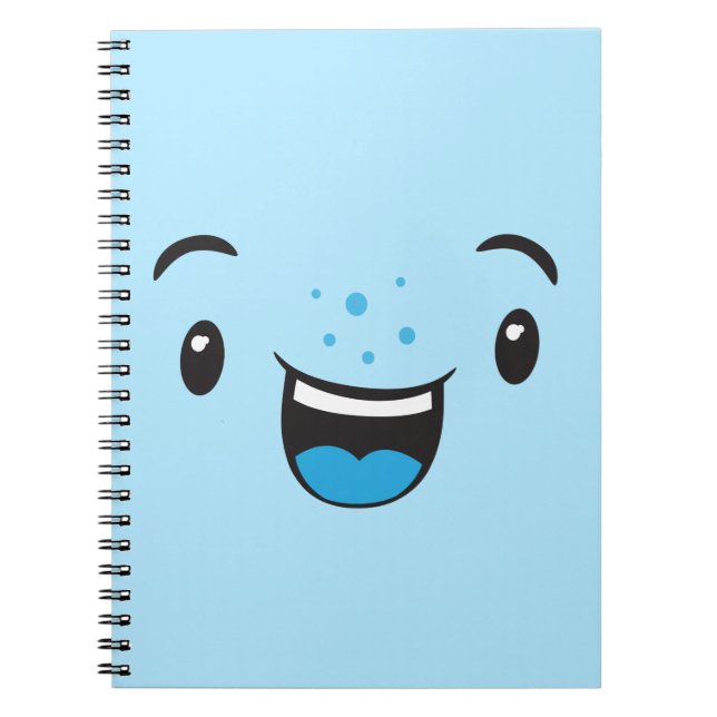 Cuaderno de Kawaii Cara Sonriente Azul (Frente)