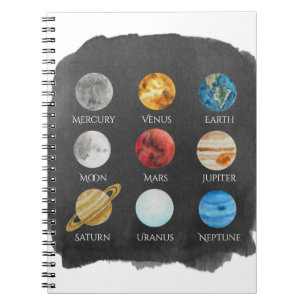 Cuaderno de la acuarela de la Sistema Solar