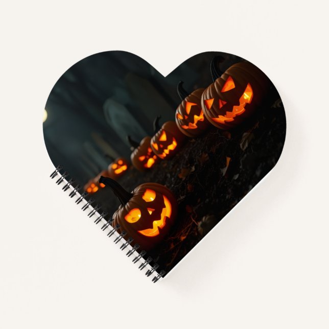 Cuaderno de la calabaza iluminada con velas en el  (Anverso)