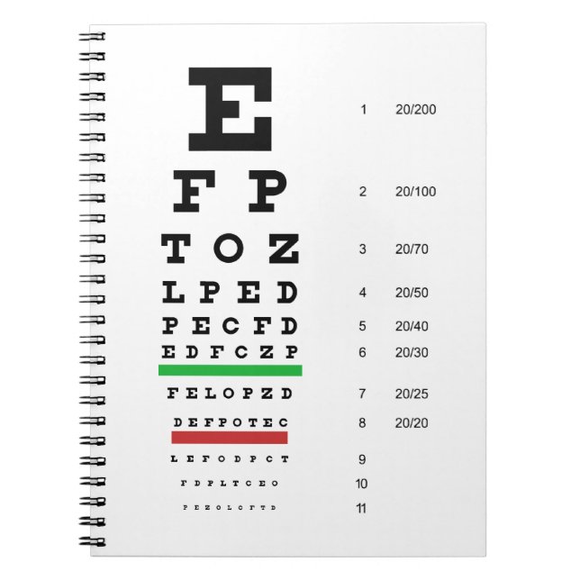 Cuaderno de la carta de ojo de Snellen (Frente)