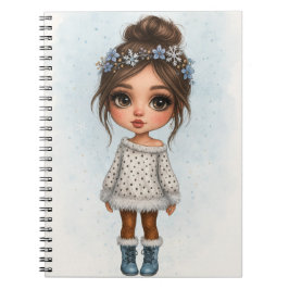 Cuaderno de la chica del copo de nieve de invierno