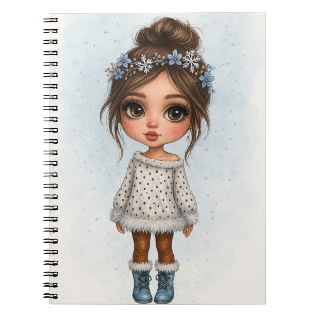 Cuaderno de la chica del copo de nieve de invierno (Frente)