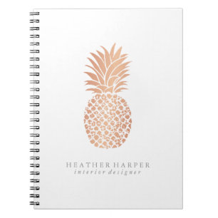 Cuaderno de la foto - piña color de rosa del oro