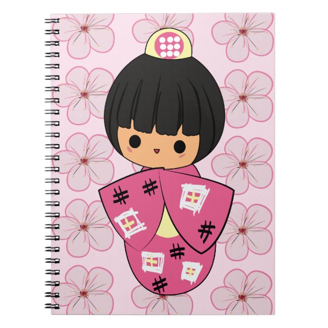 Cuaderno de la muñeca de Kawaii Kokeshi (Frente)