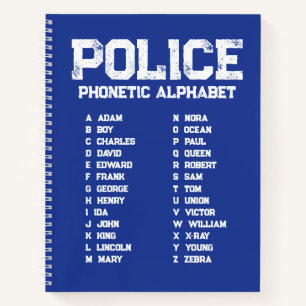 Cuaderno de la Policía del Alfabeto Fonético Adam-
