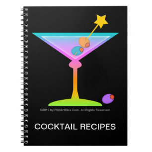 Cuaderno de la receta del cóctel de los martinis