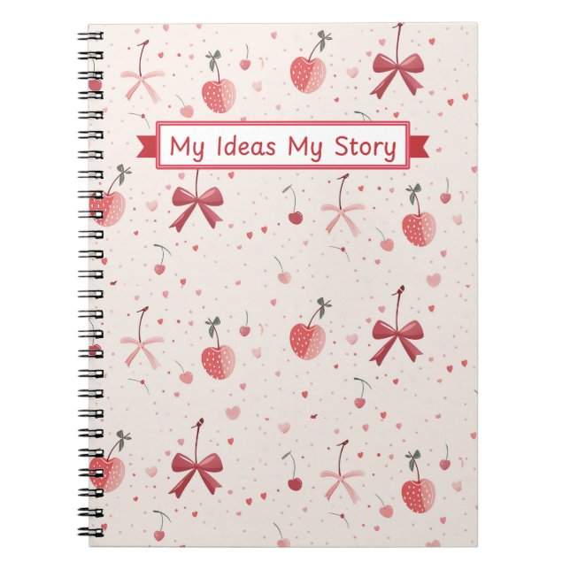 Cuaderno de lazo rosa – Estética Coquette Adorable (Frente)