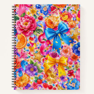 Cuaderno de lazos coloridos, flores y estrellas do