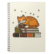 Cuaderno de lectura de gato somnoliento