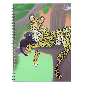 Cuaderno de leopardo y cría de vuelta al cole